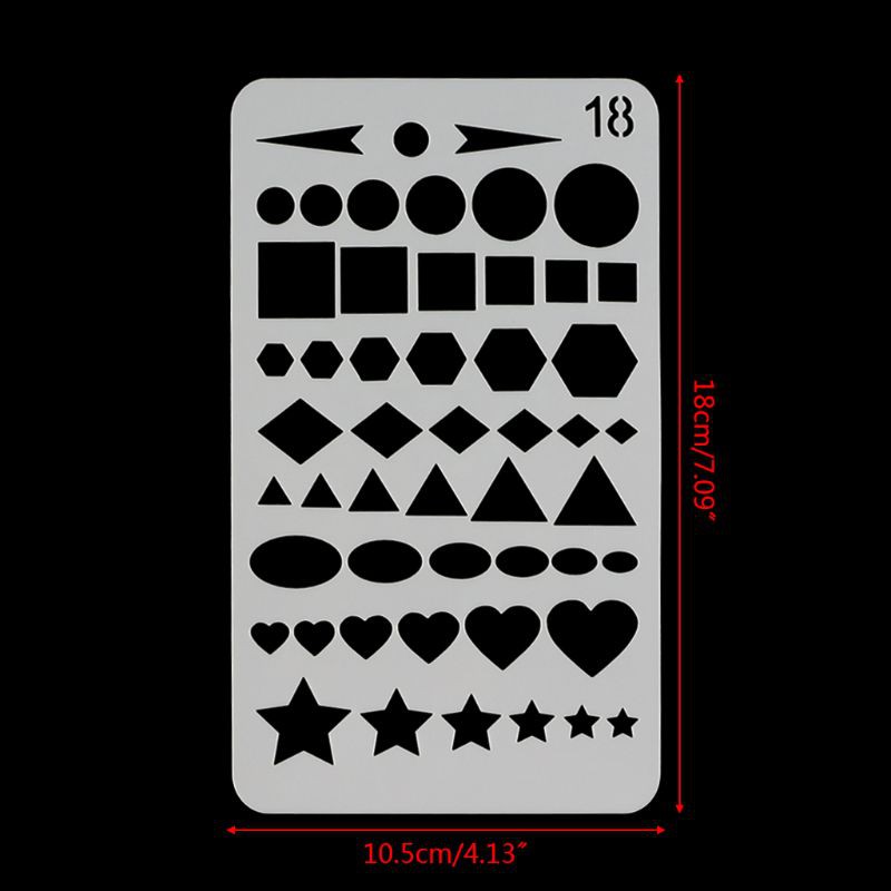 Set 20 Khuôn Vẽ Hình Học / Kiến Trúc Chất Liệu Nhựa Pet Màu Trắng