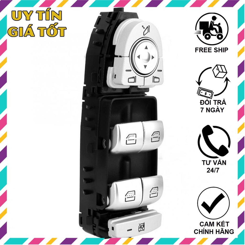 ✅GIÁ TỐT✅Công Tắc Lên Xuống Kính Tổng Xe Mercedes Chất Liệu Nhựa ABS Độ Bền Cao - Lên Xuống Êm Ái Hoạt Động Hiệu Quả