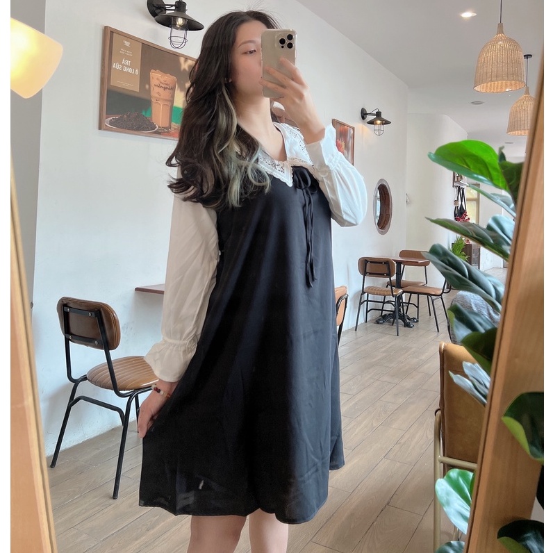Đầm bầu dài tay thời trang thiết kế MSP179 vải cát hàn hàng freesize Mom and baby