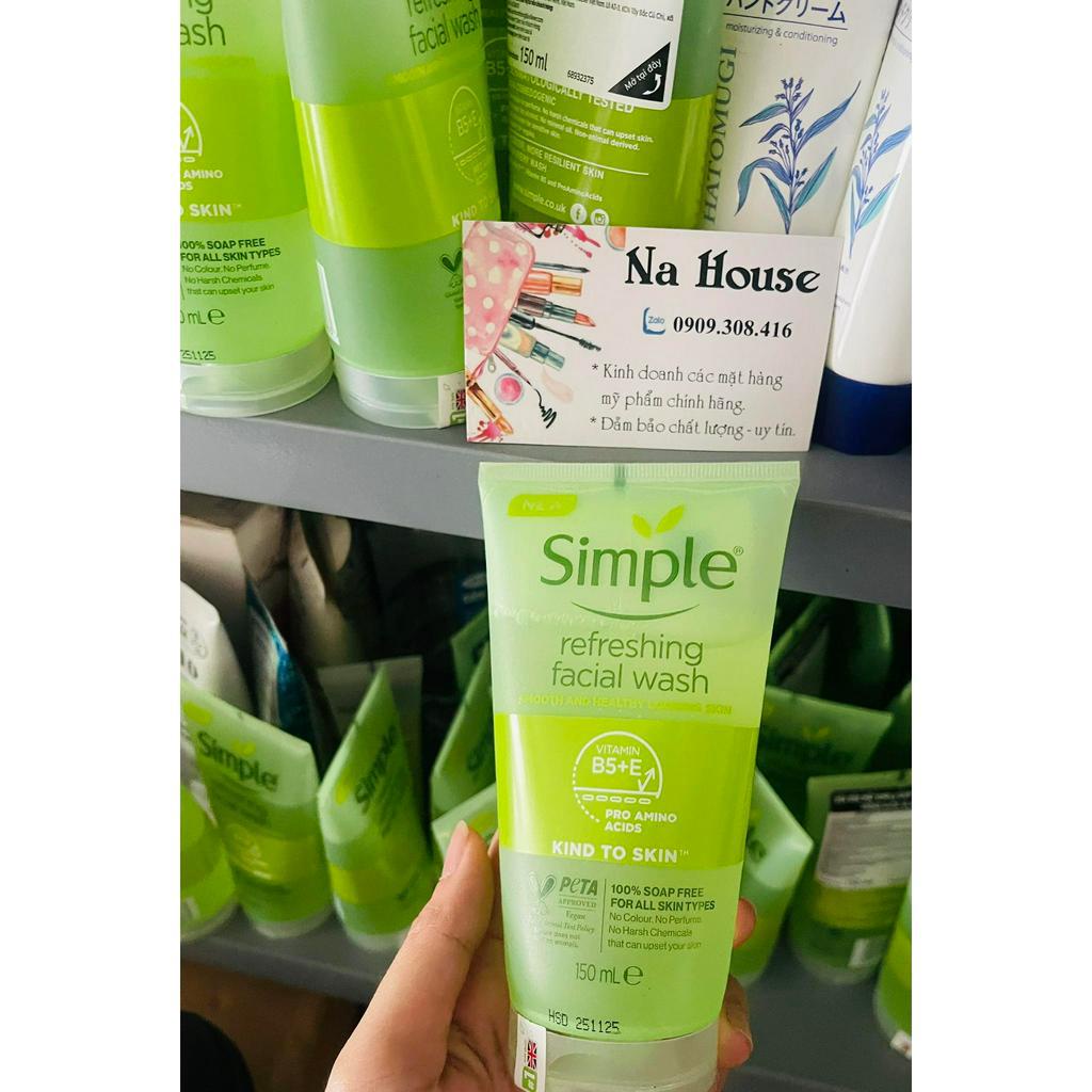Sữa Rửa Mặt Simple Giúp Da Sạch Thoáng 150ml