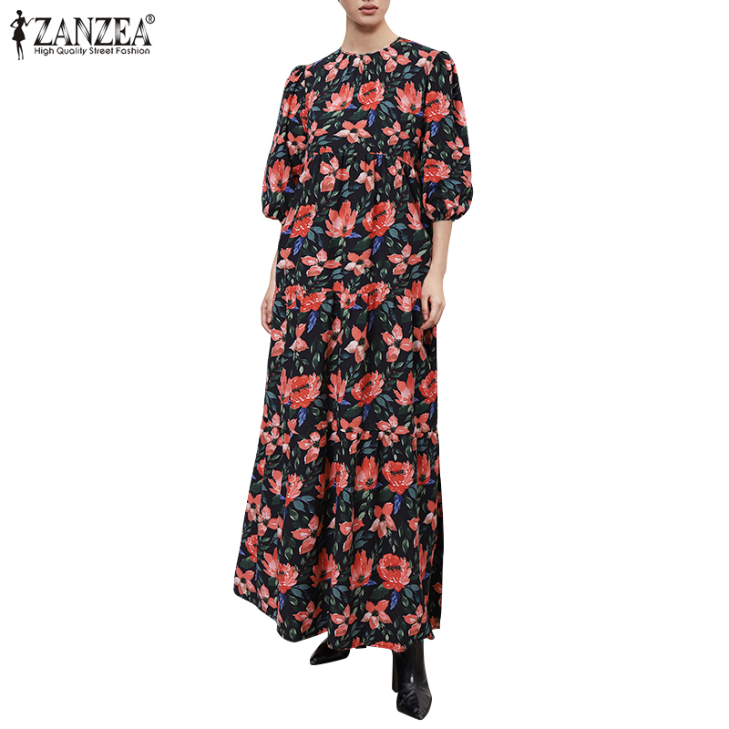 Đầm maxi ZANZEA tay phòng in hoa thanh lịch cho nữ | BigBuy360 - bigbuy360.vn