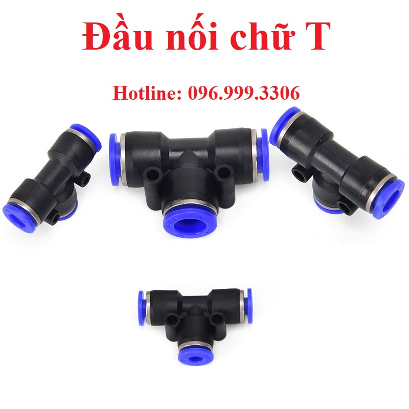 Đầu nối PE chia ba chữ T khí nén, phun sương PE 4, PE 6, PE 8, PE 10, PE 12, PE 14, PE 16 chịu được áp suất cao giá sỉ