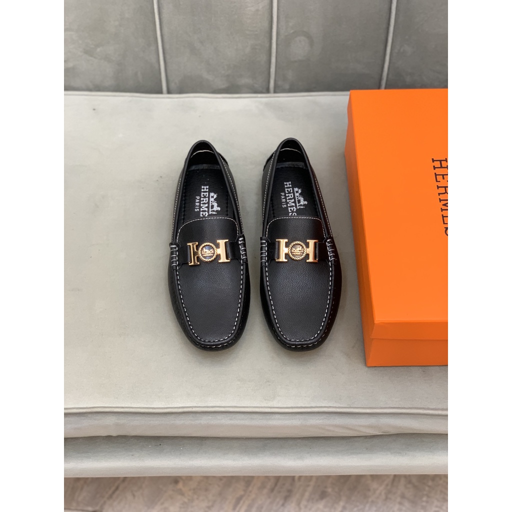 Giày lười nam cao cấp da thật Hermes HM thiết kế sang trọng và thanh lịch với lớp da mềm cực êm chân