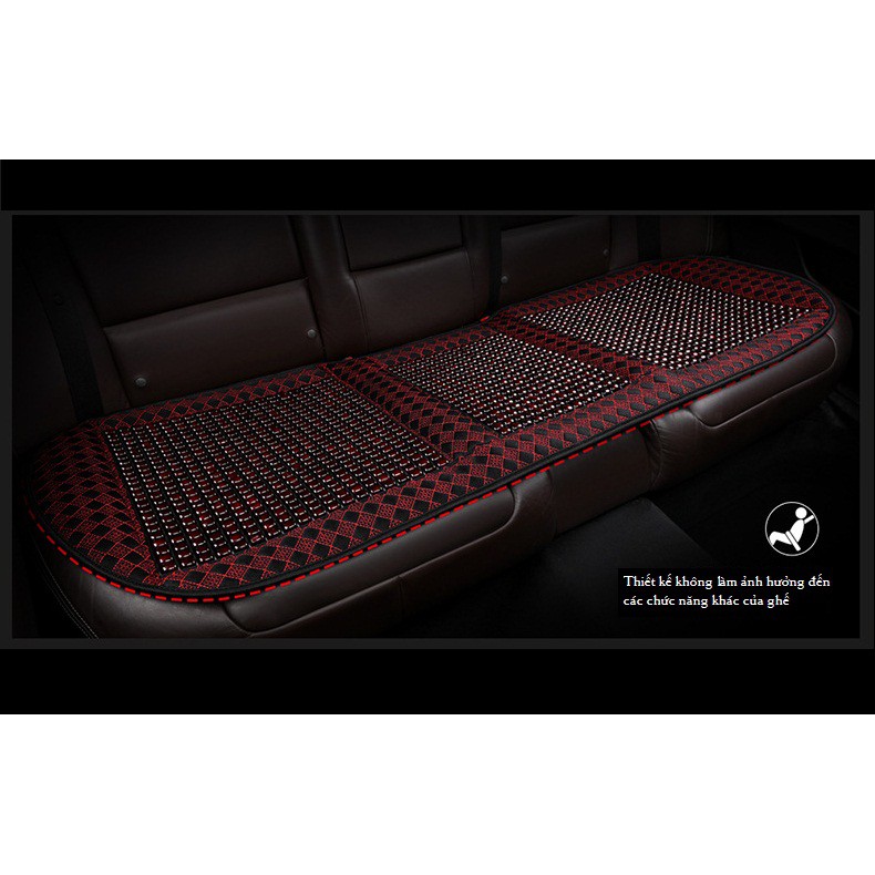 Bộ tấm lót ghế ô tô có hạt gỗ massage cao cấp - sang trọng gồm 2 ghế trước 1 tấm dài hàng ghế sau màu nâu nhạt