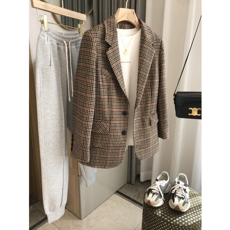 Áo Vest Blazer Nữ Kẻ Dài Tay [Big Size]