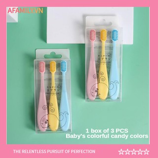 Set 3 Bàn Chải Đánh Răng Lông Mềm Kiểu Nhật Bản Xinh Xắn Cho Bé