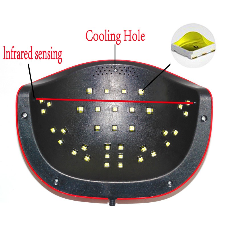 Máy Hơ Gel T2 72W Siêu Nhanh 36 Đèn Led UV - Hơ 2 Tay 2 Chân