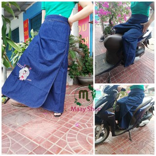 Váy chống nắng Jean xẻ tà chất dày dặn mềm mai phù hợp cho mọi loại xe ( cao cấp)