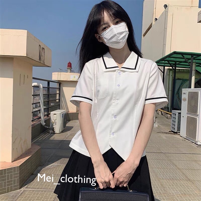 [Ảnh thật/video] Áo sơmi dáng ngắn cộc tay chất đũi mặc ĐI HỌC