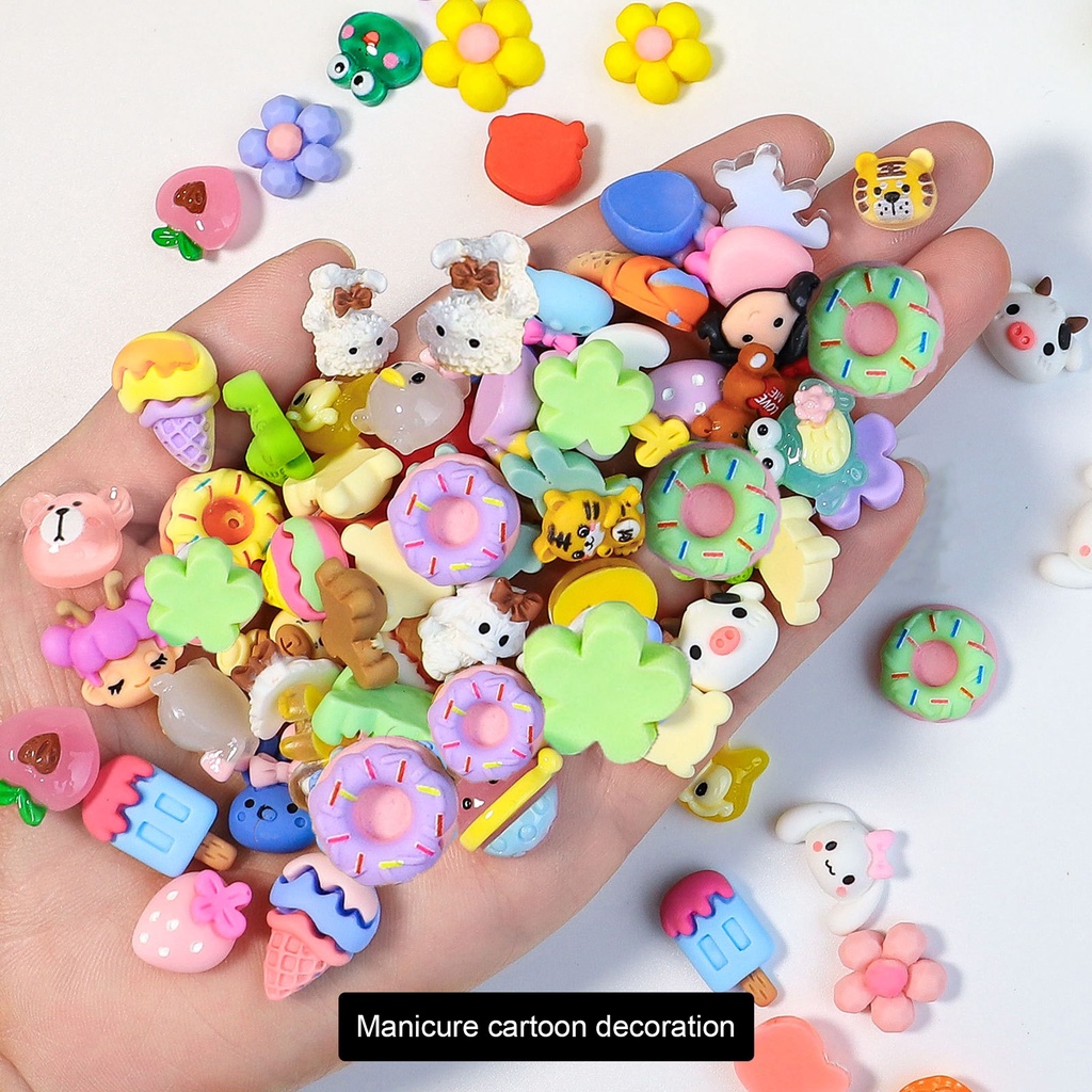 Set 20 Phụ Kiện Trang Trí Móng Tay 3D Bằng Nhựa Resin Chống Thấm Nước Hình Hoạt Hình Tinh Tế DIY