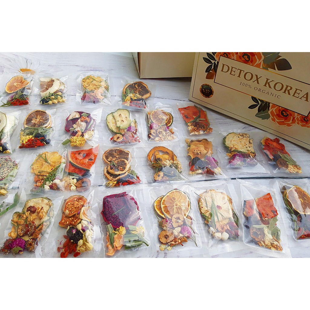 Set VIP Detox gồm 30 gói nhiều vị như hình, detox giảm cân , detox hoa quả giúp thanh lọc cơ thể