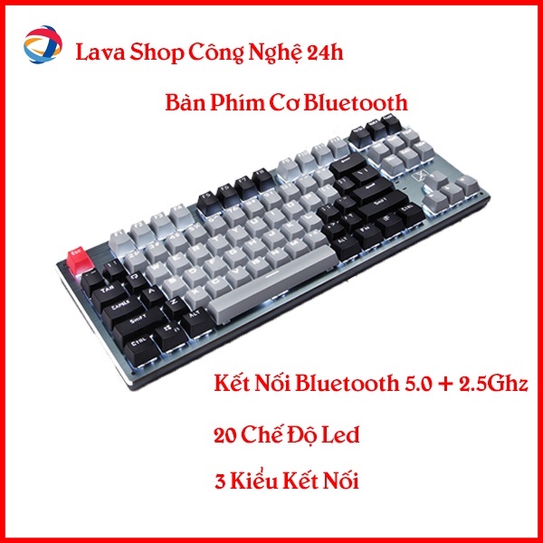 Bàn Phím Cơ Bluetooth Không Dây Pin Sạc K950 LED Đẹp, Phím Blue Switch Cho Máy Tính PC, Tablet, Laptop, Điện thoại