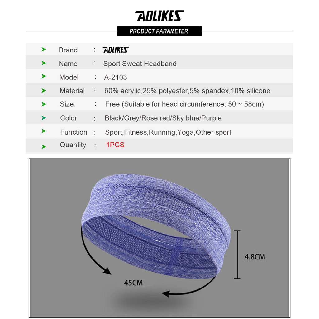 Băng chặn mồ hôi Trán Thể Thao Chính Hãng Aolikes