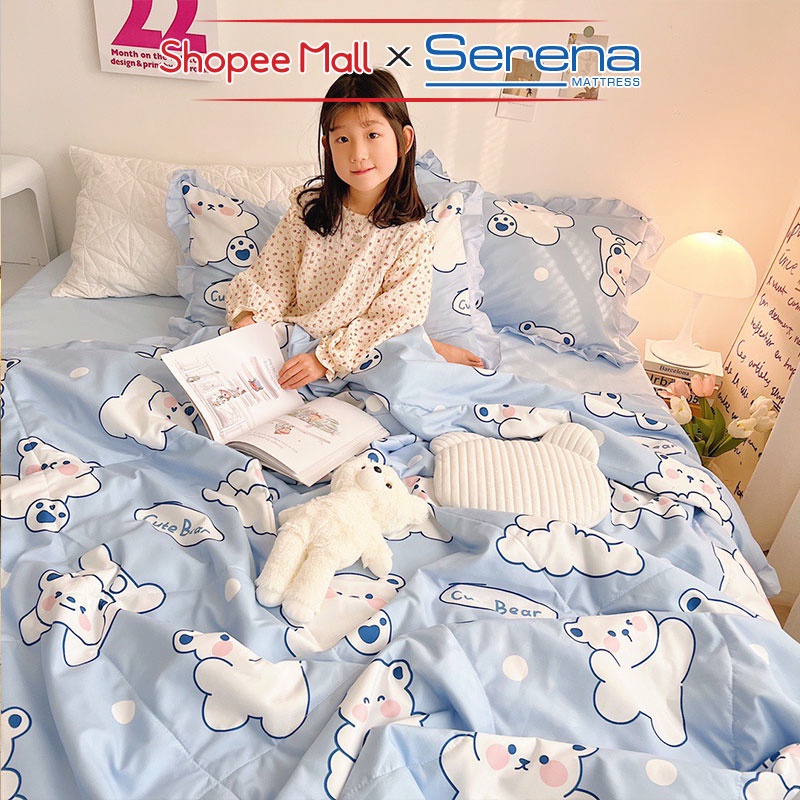 Ga giường Đẹp 5 Món Đũi Bèo SERENA Chuẩn Khách Sạn 5 Sao Set Chăn Ra Grap Drap Gối Nệm Đệm Trải Giường Dễ Thương Cao Cấp