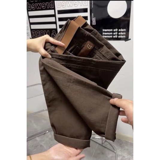 Quần bò nâu hotren & xám rách gối bụi bặm🌸DAQUY20🌸quần jeans baggy nâu cực hot | BigBuy360 - bigbuy360.vn