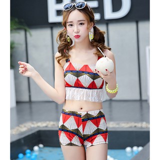 Có sẵn set đồ bơi bikini nữ 3 mảnh phối ren