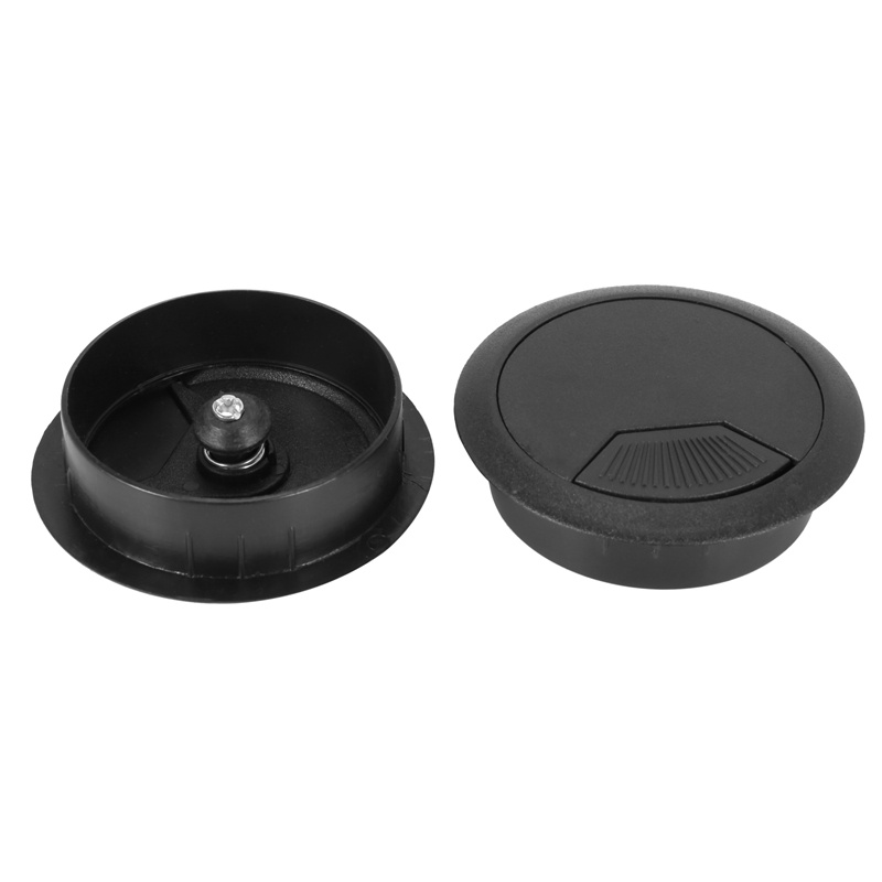 Set 10 nắp đậy lỗ luồn dây điện bàn máy tính hình tròn bằng nhựa màu đen 50mm