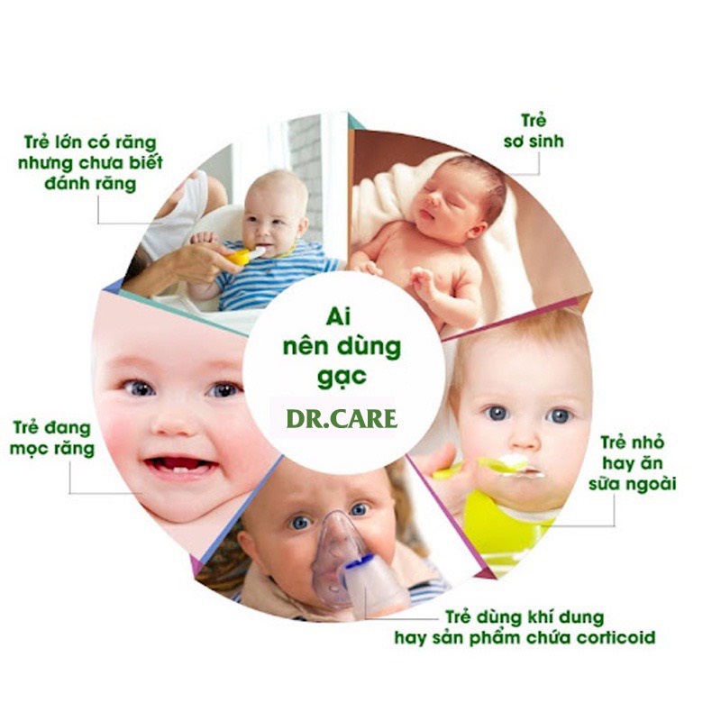 Gạc răng miệng Dr Care vệ sinh miệng rơ lưỡi cho bé hết nấm, tưa lưỡi, ngừa sâu răng cho trẻ