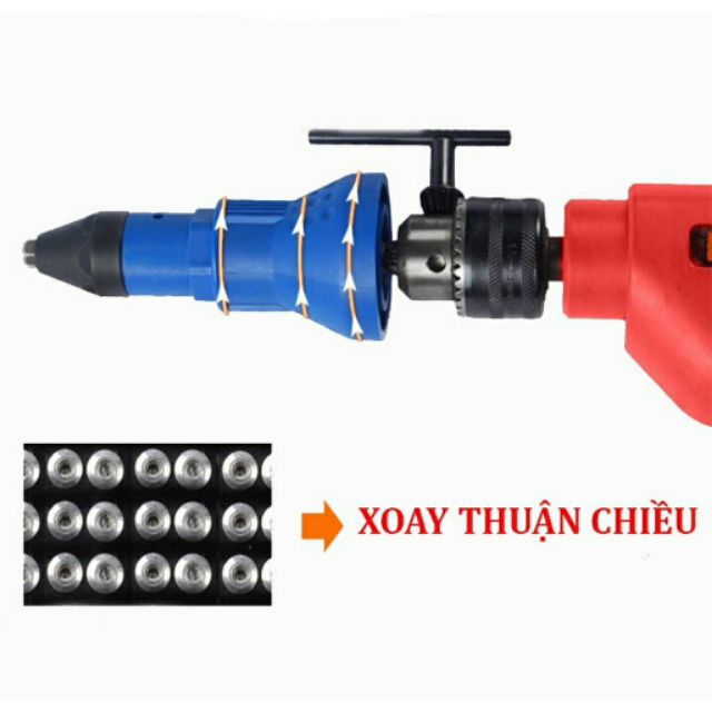 Đầu rút đinh tán gắn máy khoan tiện dụng loại nặng