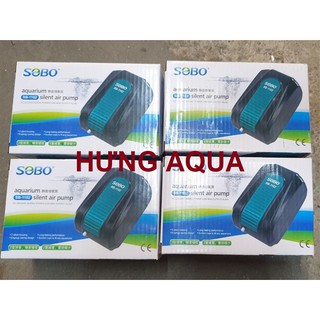 Máy Sục Oxy bể cá, máy sủi oxy SOBO SB-1102 1 vòi và SB-1106 2 vòi chạy siêu êm (chọn combo kèm phụ kiện dây+quả sủi)