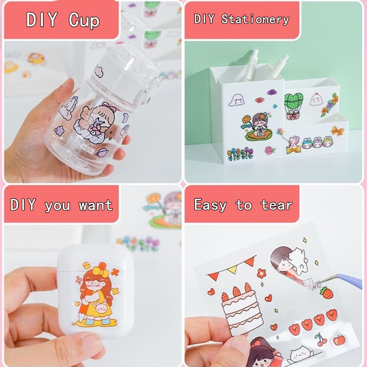 Tờ nhãn dán trang trí chất liệu PET dễ thương ngẫu nhiên