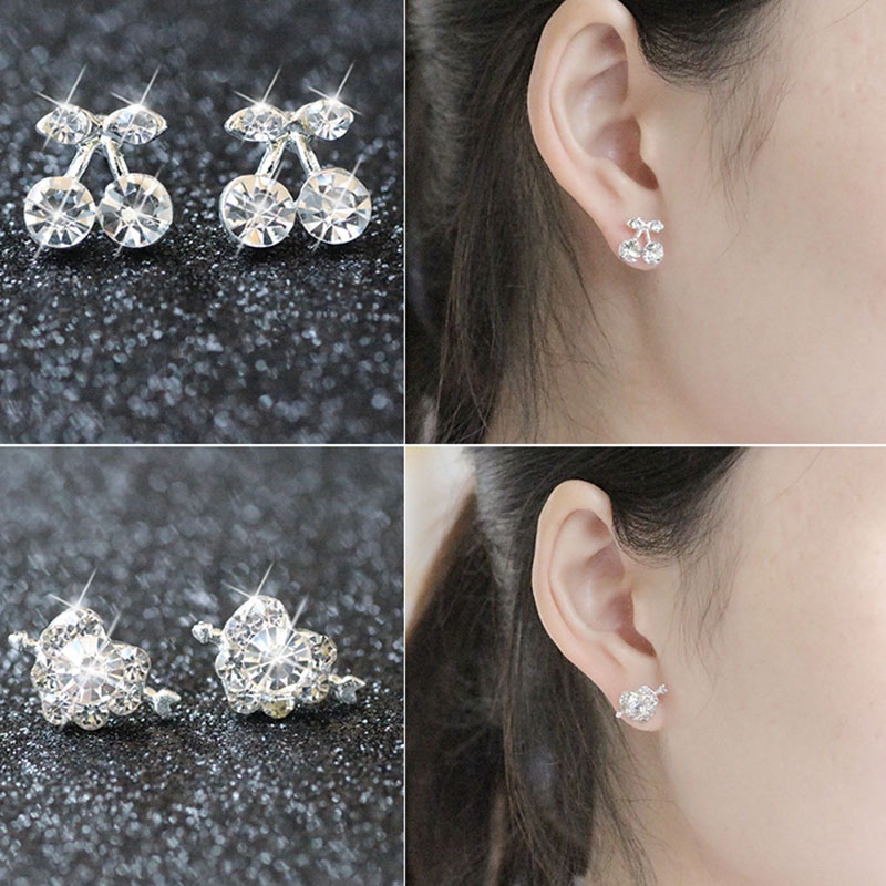 Bông tai mạ bạc đính đá thời trang dành cho nữ