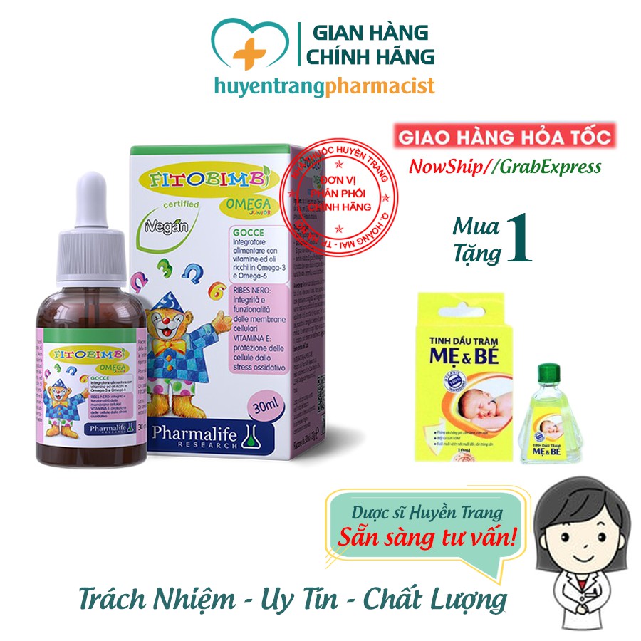 ✔️️️(Tặng quà) Fitobimbi Omega Junior Chính Hãng - Phát triển trí não cho bé (lọ 30ml)