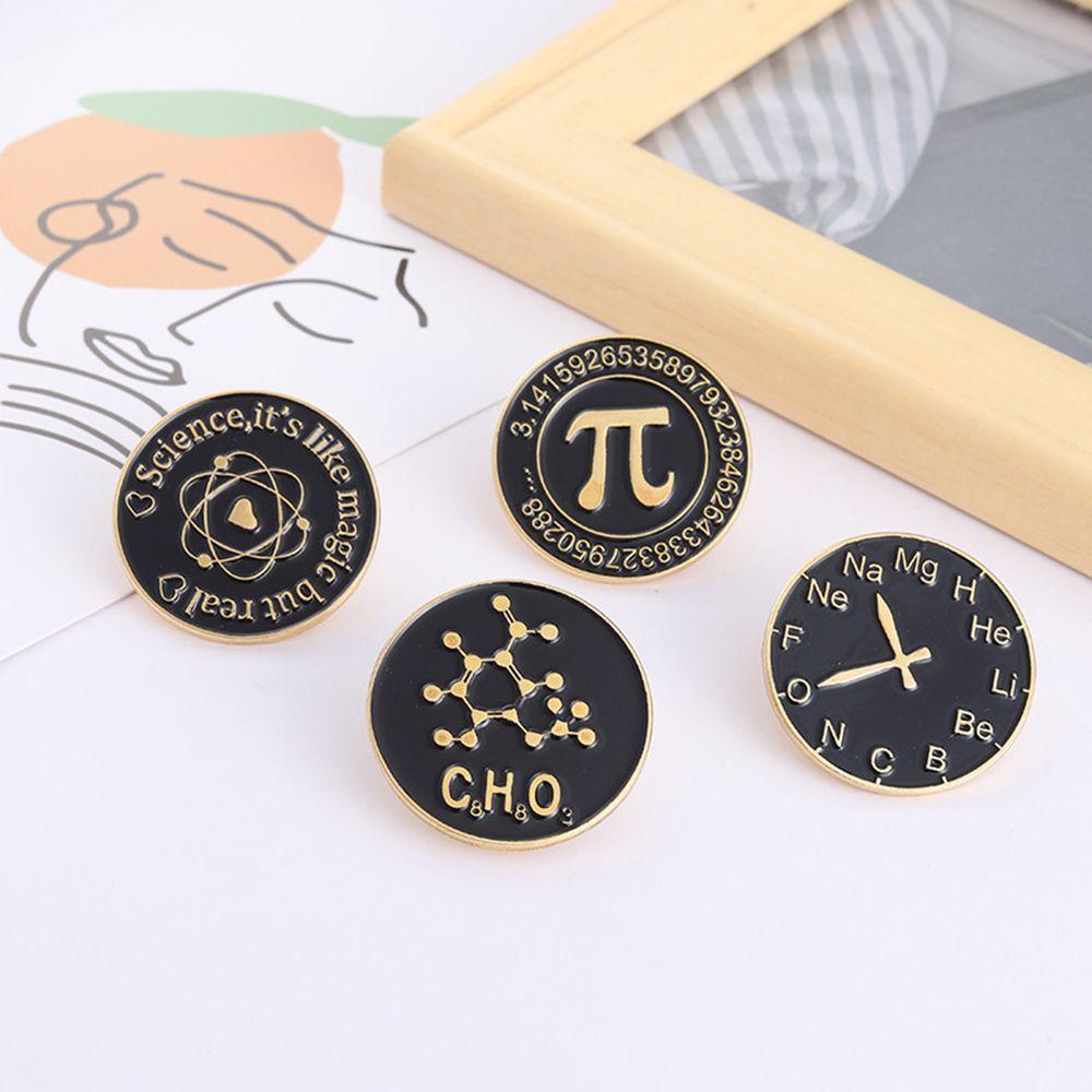 Ghim Cài Áo Hình Đồng Hồ Báo Thức Hóa Học In Chữ PI