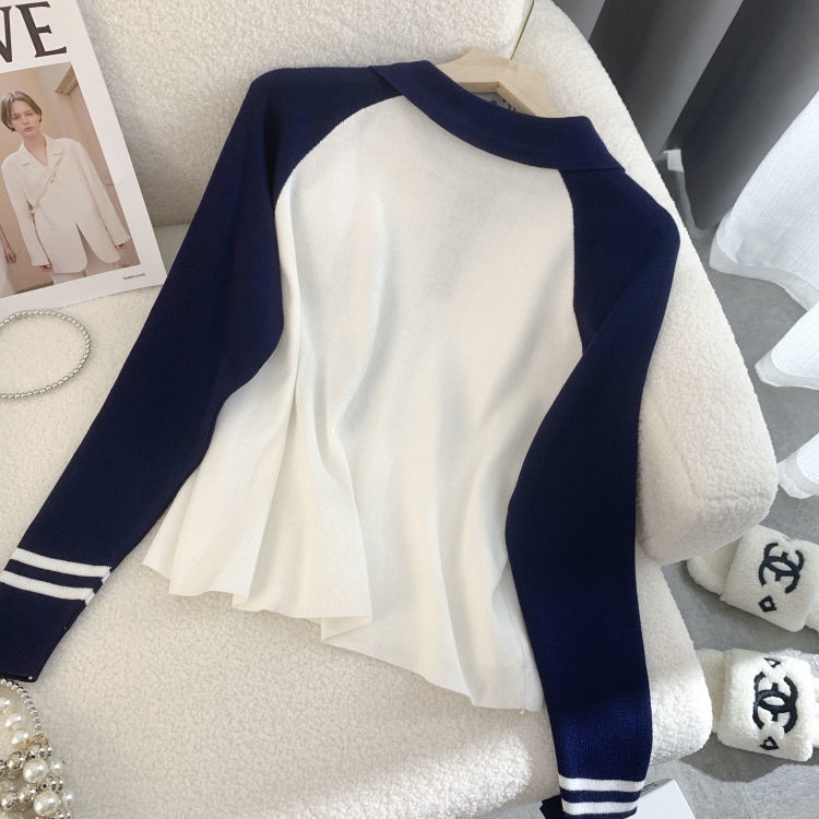 Áo sweater Cổ polo Thêu Hình Gấu Mới Phong Cách Mùa Thu Cho Nữ