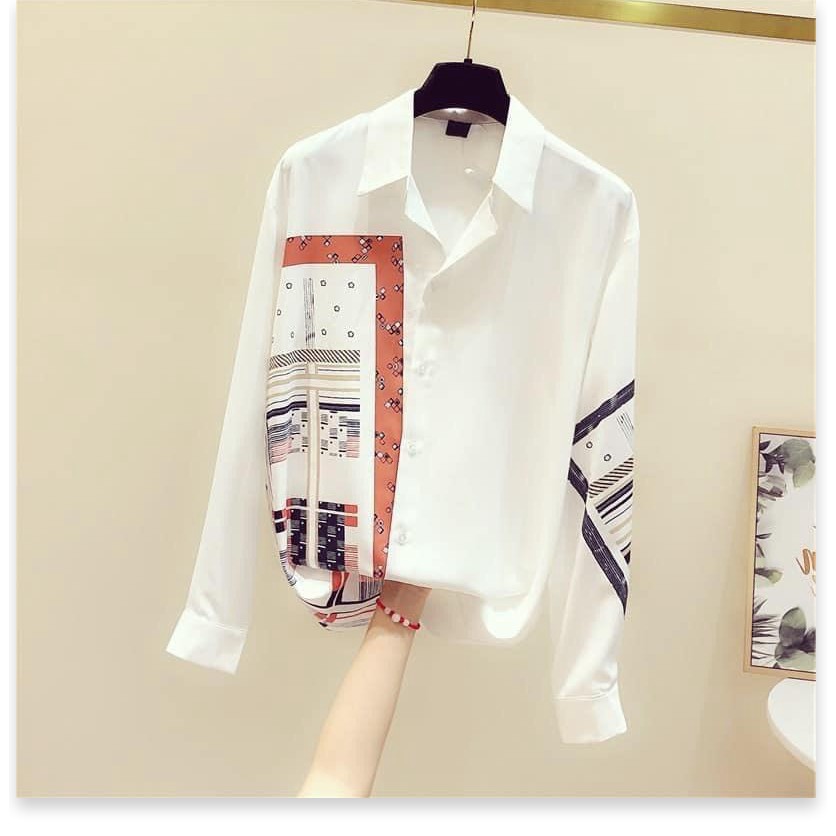 ÁO SƠ MI NỮ PHỐI HỌA TIẾT SANG TRONG TINH TẾ