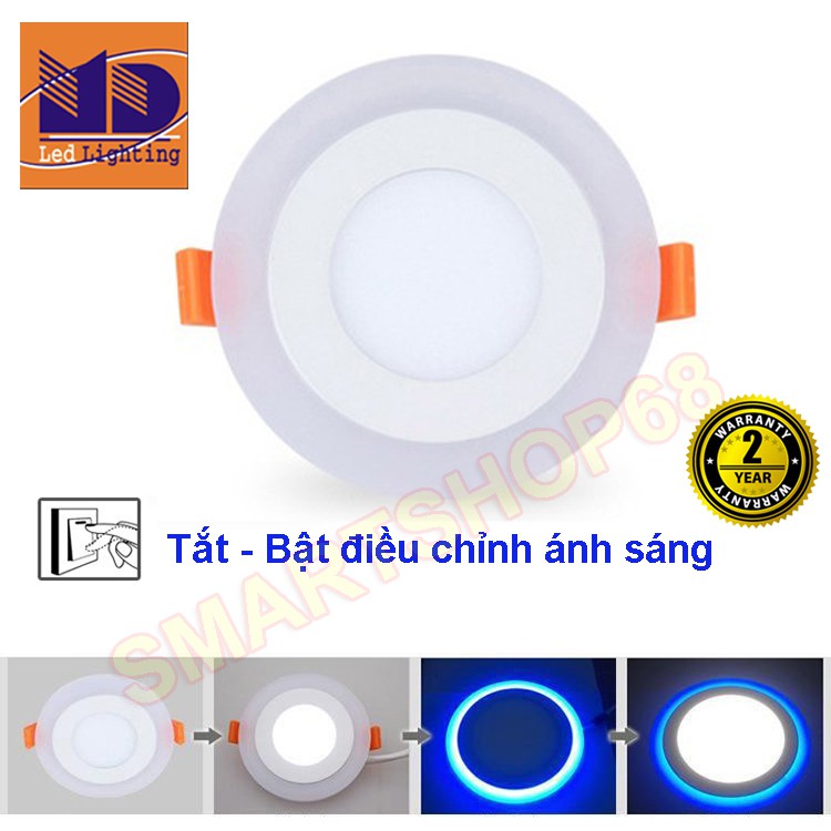 Đèn led âm trần siêu  mỏng viền đổi màu (6W+3 - Φ100)