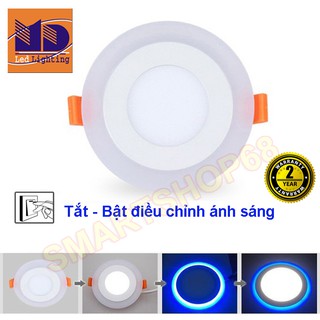 Đèn led âm trần siêu  mỏng viền đổi màu (6W+3 - Φ100)