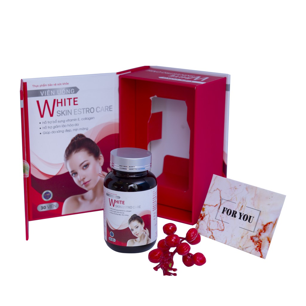Viên uống trắng da White Skin Estro Care chống lão hóa dưỡng da cấp ẩm nội tiết tố nữ | BigBuy360 - bigbuy360.vn