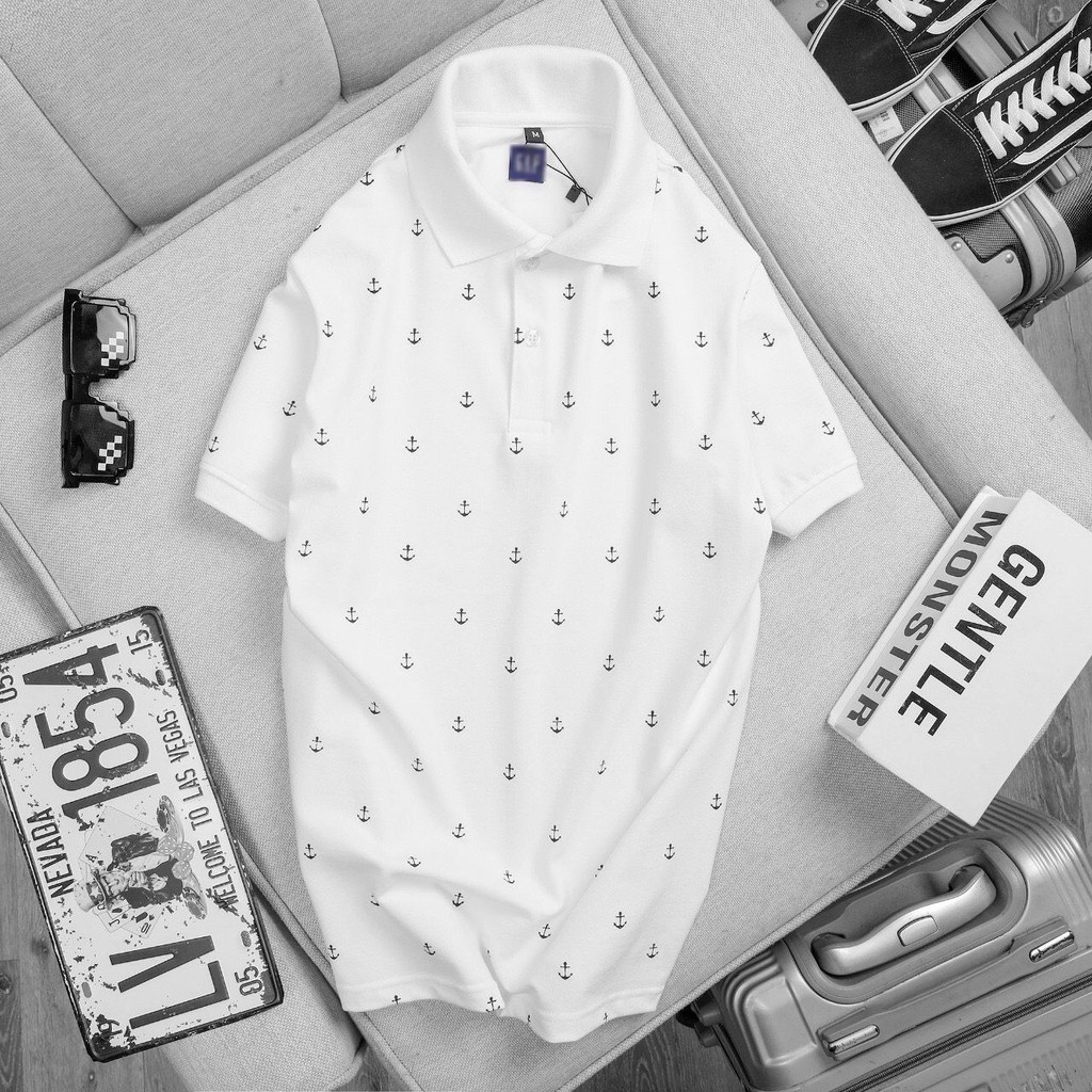 Áo polo nam họa tiết mỏ neo, vải cotton cá sấu mềm mịn, form suông thoải mái - Áo thun nam big size 100Kg 3XL 4XL | BigBuy360 - bigbuy360.vn