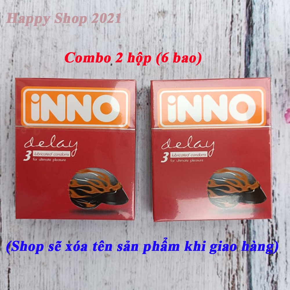 Combo 2 hộp bao cao su INNO Delay 3 (6 cái bcs) - bao kéo dài thời gian, chống xuất tin sớm
