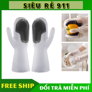 Cặp găng tay rửa chén bát silicon tạo bọt - không hại da tay