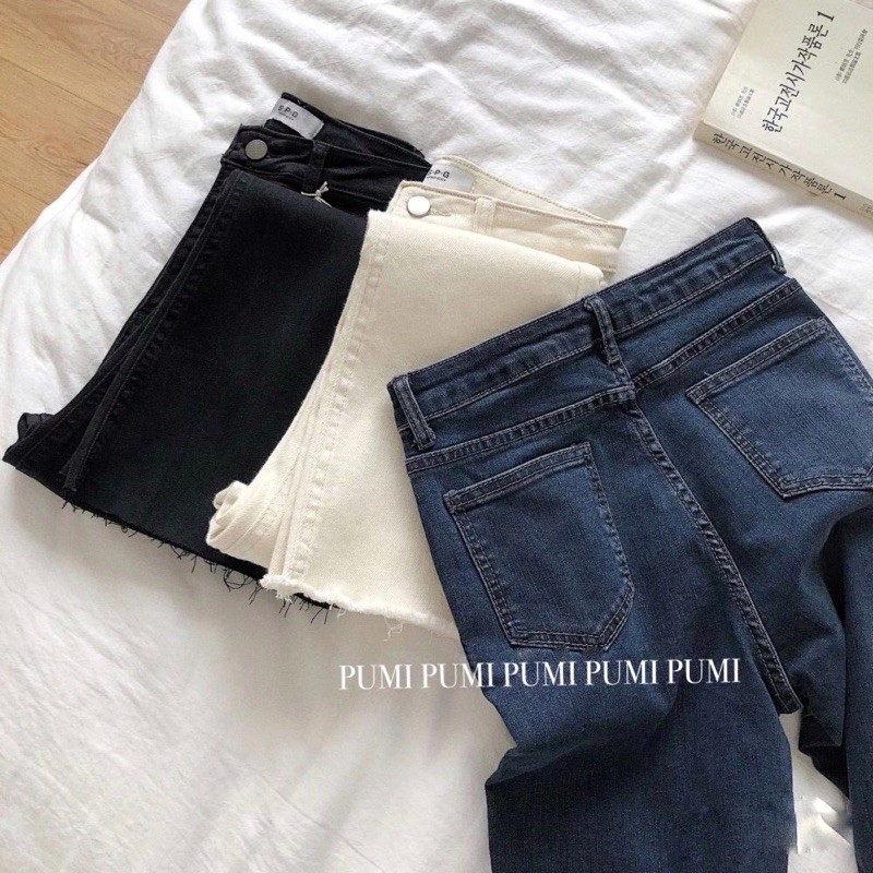 Quần jeans nữ form lửng ống loe size SML Pumi