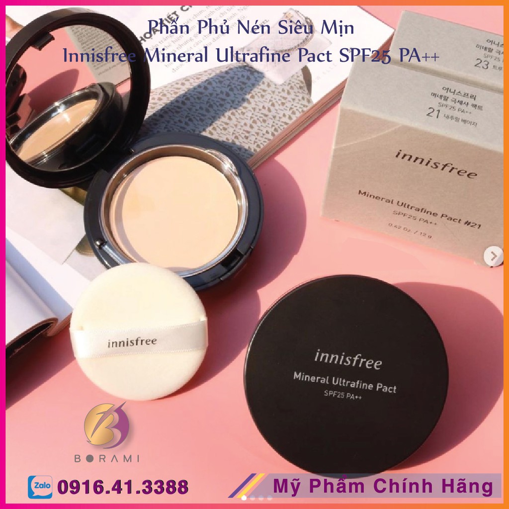 [mẫu mới] Phấn Phủ Nén Siêu Mịn Innisfree Mineral Ultrafine Pact SPF25 PA++ 11g