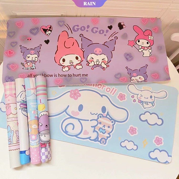 Miếng Lót Chuột Bằng PU Hình Chữ Nhật Cỡ Lớn In Họa Tiết Hoạt Hình Melody Kuromi Cinnamoroll