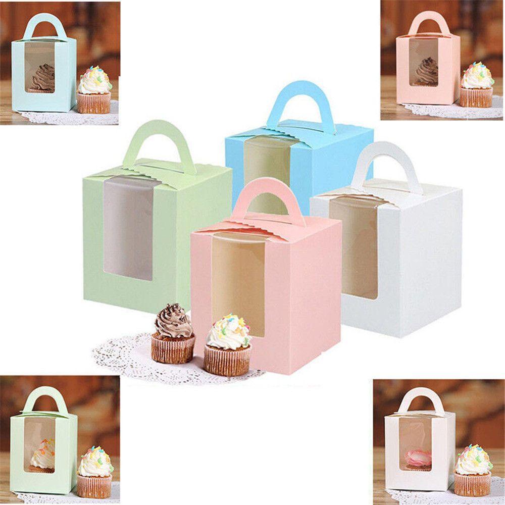 1 10 Hộp Đựng Bánh Cupcake / Bánh Quy Có Giá Đỡ