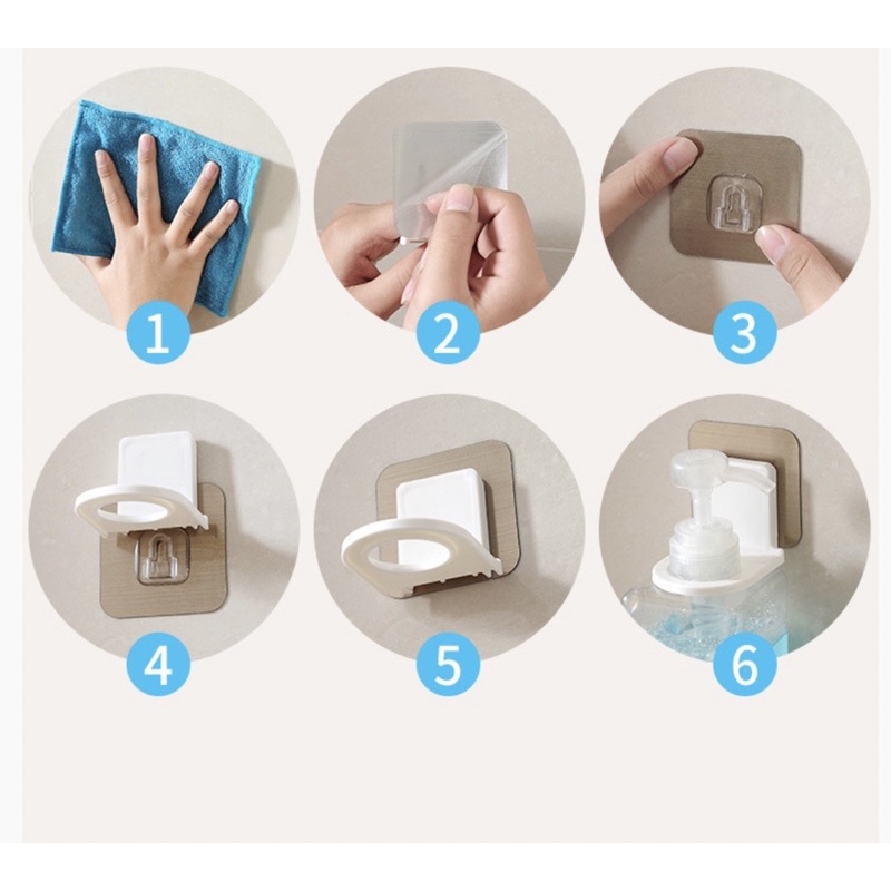 Giá đỡ cổ chai dầu gội, sữa tắm, nước rửa tay gắn tường nhà tắm, nhà bếp - Móc treo lọ đa năng dán tường siêu chắc