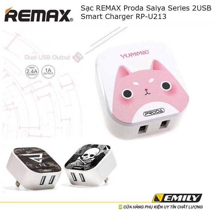 Sạc REMAX Proda Saiya Series 2USB Smart Charger RP-U213