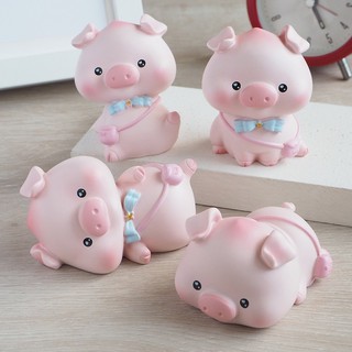 Mô hình heo lucky trái đào đeo nơ may mắn - size lớn