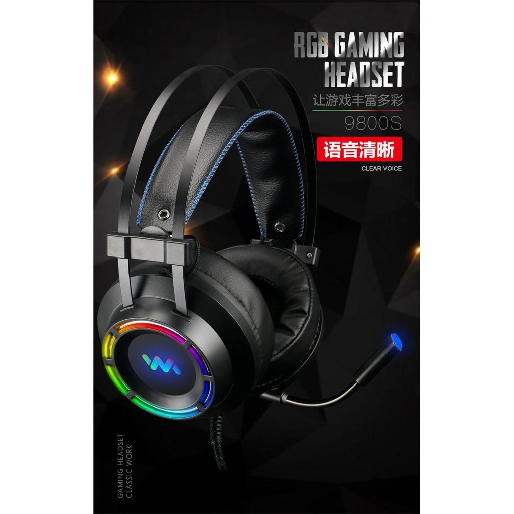 [Chính Hãng] Tai nghe Gaming Wangming 9800s - Tai nghe chụp tai có dây RGB 7.1 - Headphone Cổng USB - BH 12 Tháng