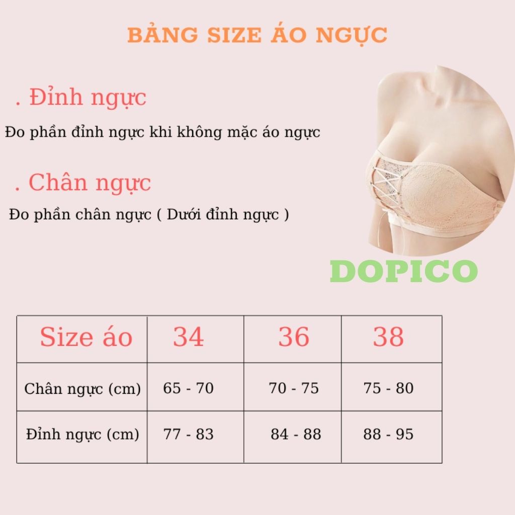 Áo ngực không gọng nữ su mút mỏng không dây, áo lót không dây ôm trọn vòng 1 DOPICO   A4280