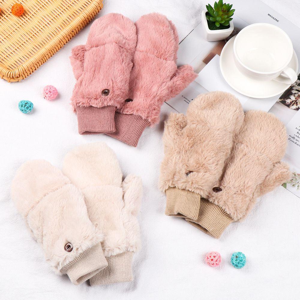 1 Găng Tay Lông Giả Chống Gió Dạng Lật Cho Nữ