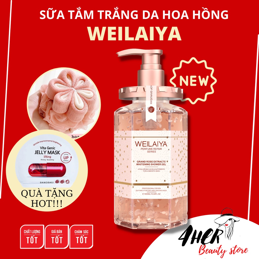 Sữa tắm nước hoa Weilaiya trắng da, cấp ẩm, dưỡng da hoa hồng Damask 450ml | BigBuy360 - bigbuy360.vn