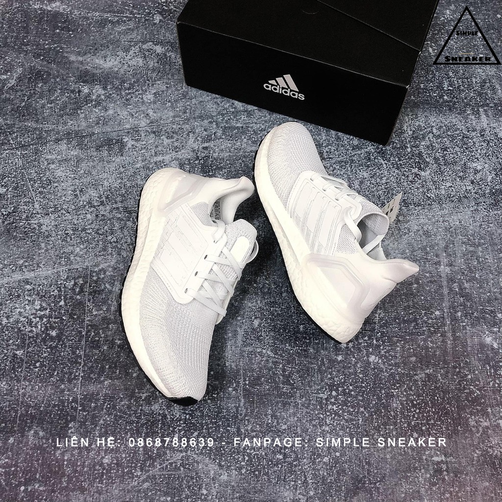 Giày Adidas Auth🔴FREESHIP🔴Adidas Ultraboost 2020 All White Chính Hãng - Giày Chạy Bộ Tốt Nhất Thế Giới ¹