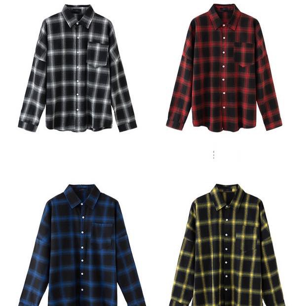 Áo Sơ Mi Flannel Hàn Quốc Sọc Caro Tay Dài Nam Nữ Unisex