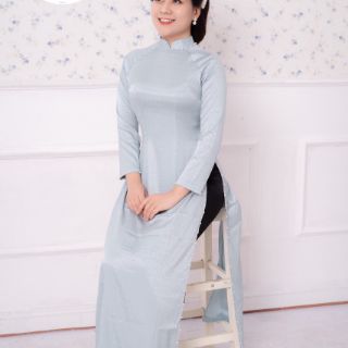 ÁO DÀI LỤA VÂN GỖ CỔ KẾT HẠT( ÁO RIÊNG QUẦN RIÊNG)